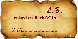 Leskovics Borbála névjegykártya